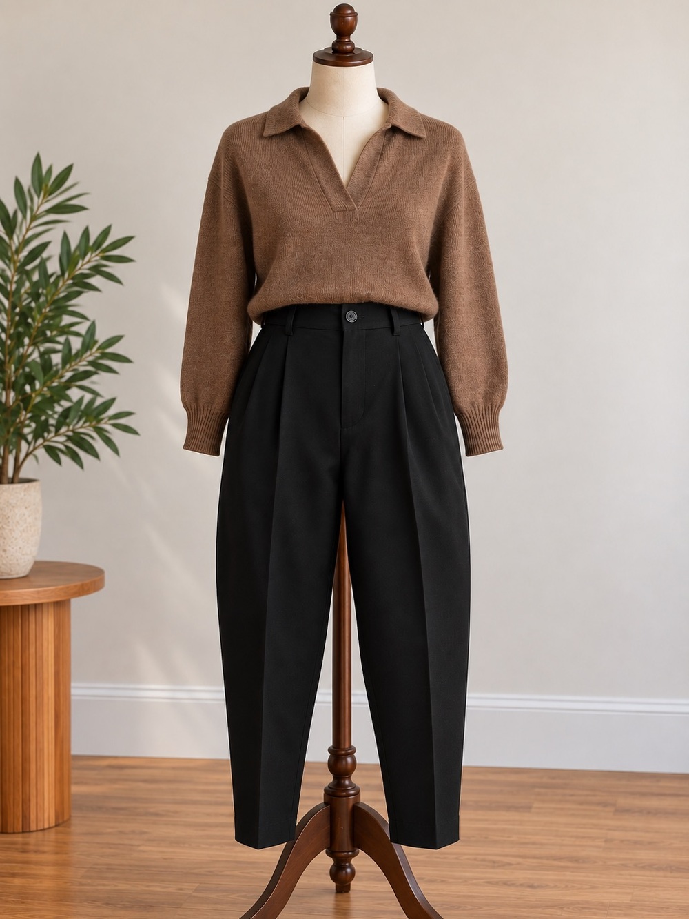 Contemporaine Simons Black Pleated Trousers Size 8 Office Siren Quiet Luxury